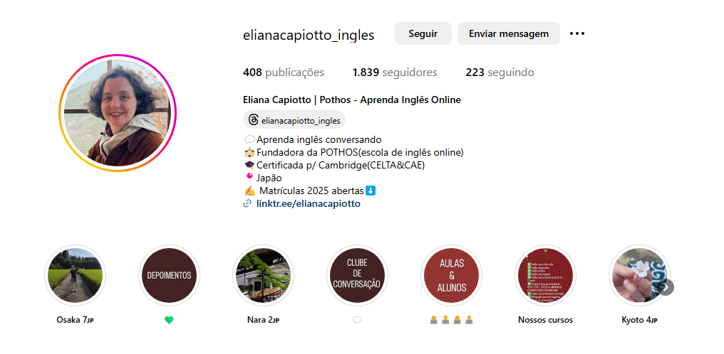 Perfil do Instagram de Eliana Capiotto
